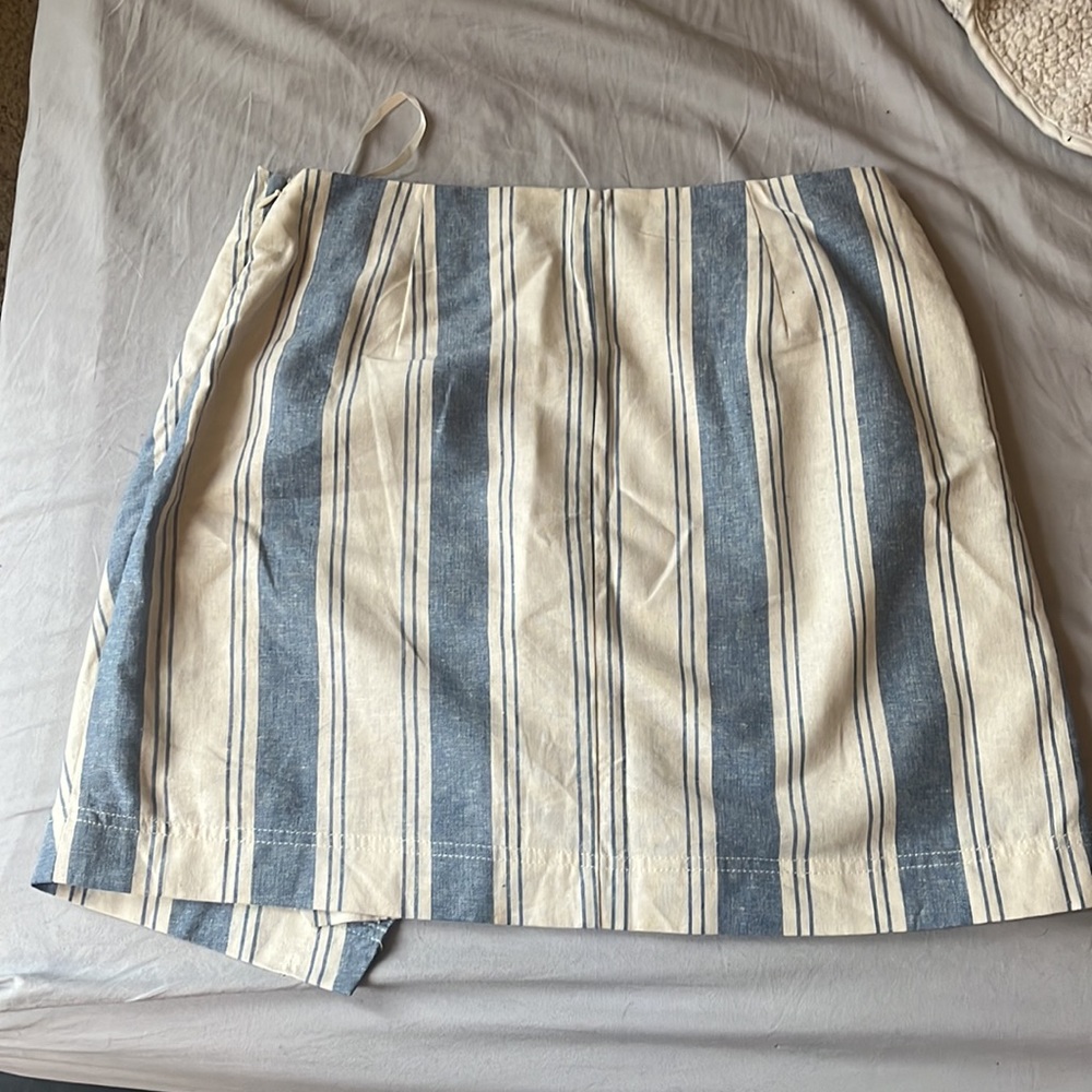 Free People wrap skirt size 12 cotton/linen - Picture 2 of 7
